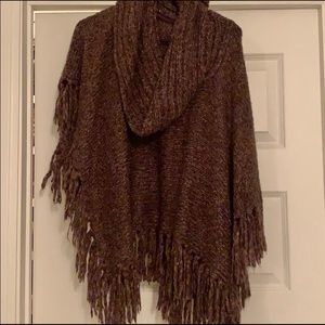 Nine West Boho Scoop Turtle Neck Poncho XL